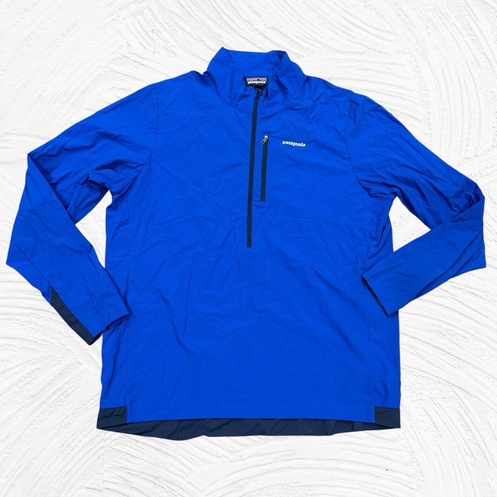 Patagonia Airshed Pro Pullover Men XL 1/2 Zip Windshirt Lightweight Blue Ripstop